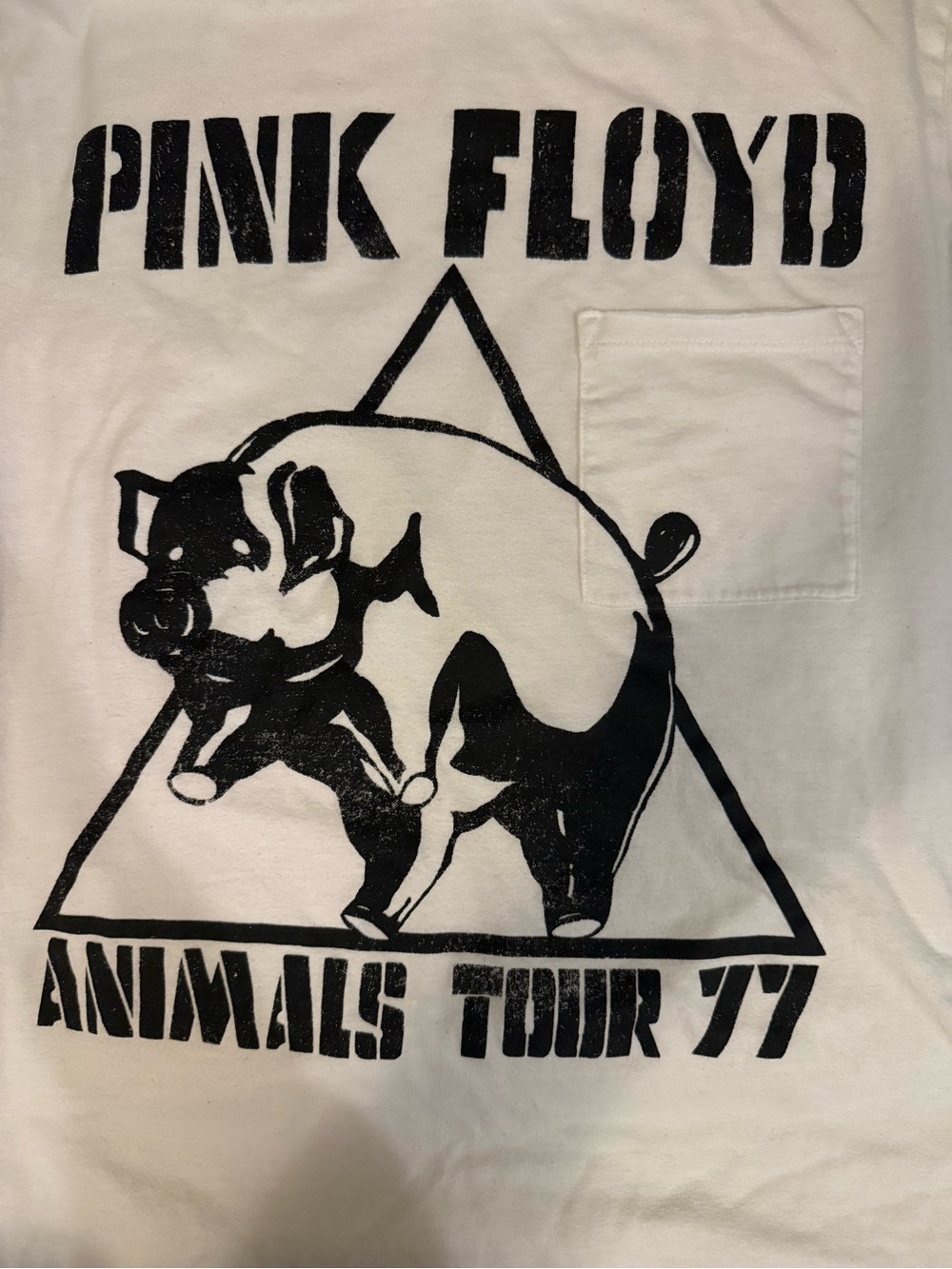 Pink Floyd White T‑Shirt with Black Tour Graphic